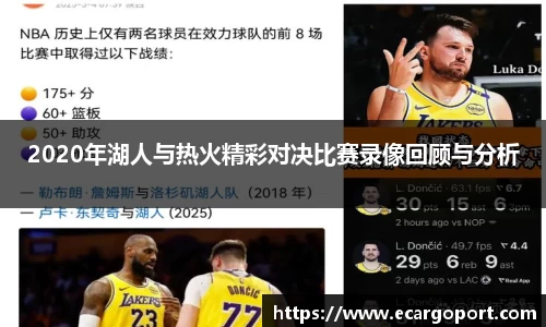 2020年湖人与热火精彩对决比赛录像回顾与分析
